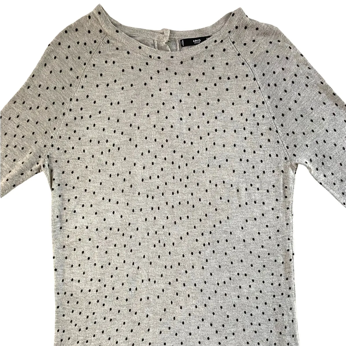 Mango Basics Grey Sweater Midi Dress w/‎ Black Polka Dots Dress Nikitap M - Image 3