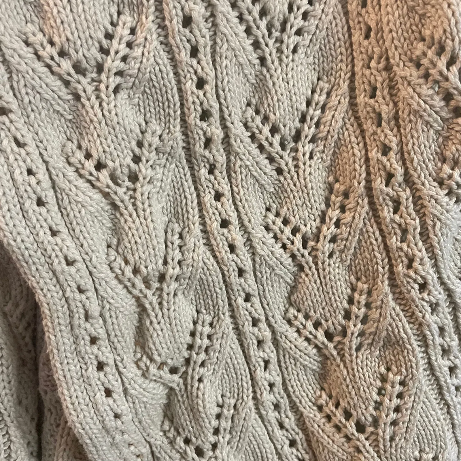 Cabi Oatmeal Tan Shrug Open Knit Circle Cardigan Crochet Sweater 720 Size Medium - Image 2