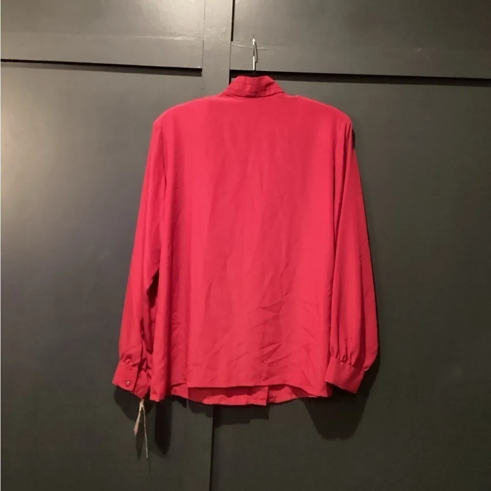 Pendleton classic chiffon style pleated maroonlong sleeve button down blouse 14 - Image 16