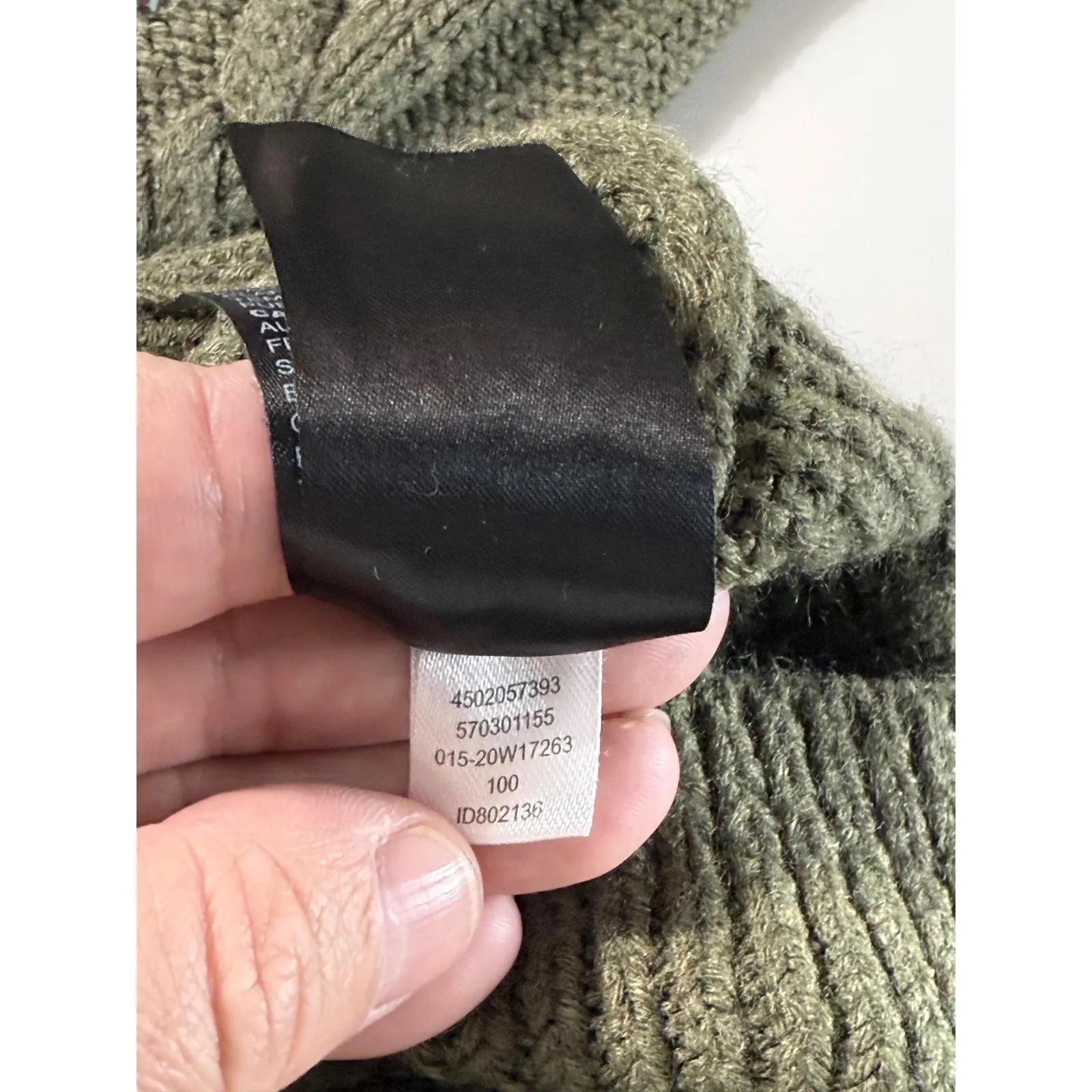 WHITE HOUSE BLACK MARKET Olive Green Cable Knit Mock Neck Sweater Rhinestones XS - Image 7