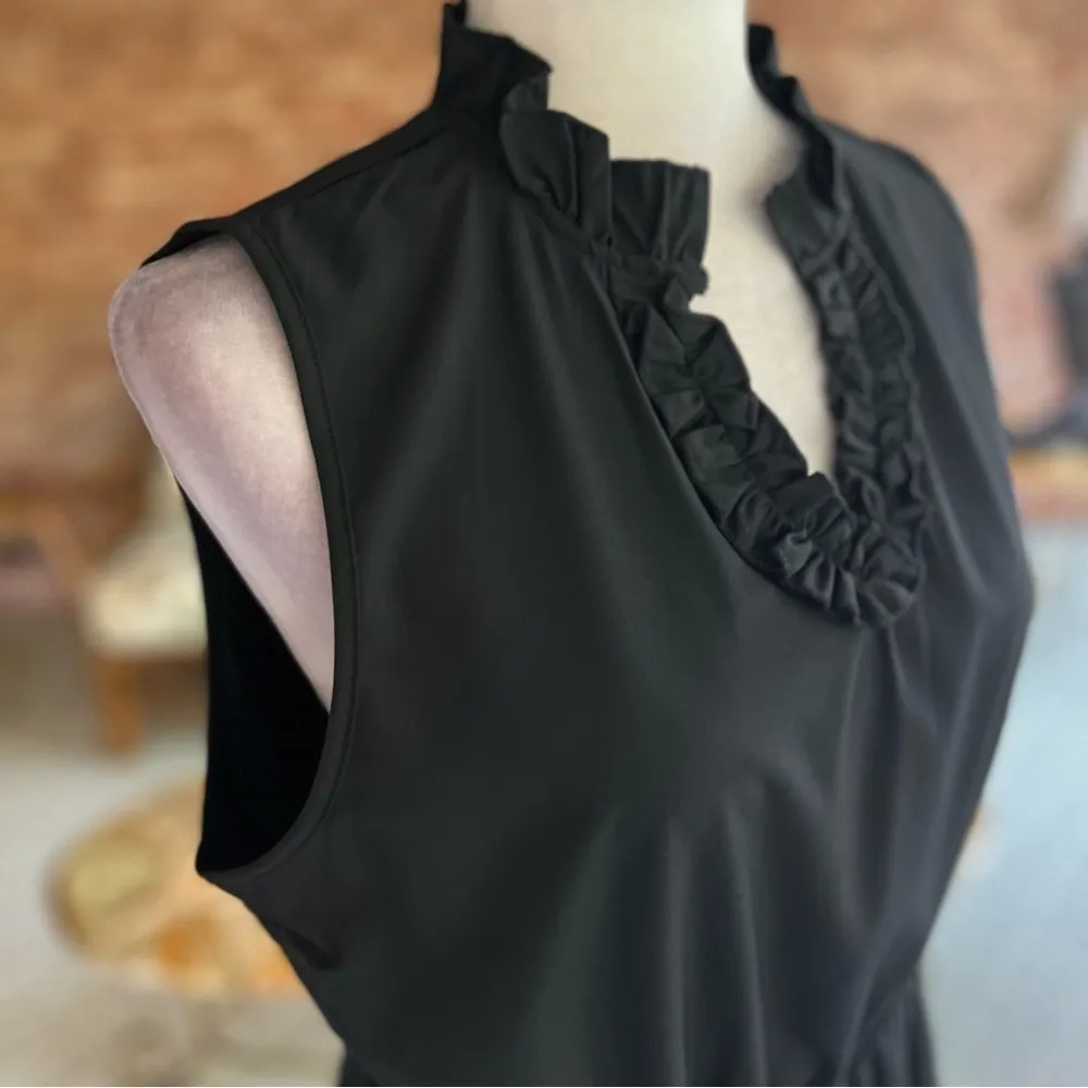 Black Dress M Tiered Ruffle Mini Sleeveless Fit & Flare NWOT - Image 13