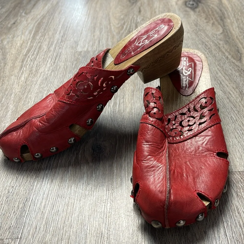 Dilav Shoes Heeled Sandal/Clog Size 38 (US 8) Red - Image 5