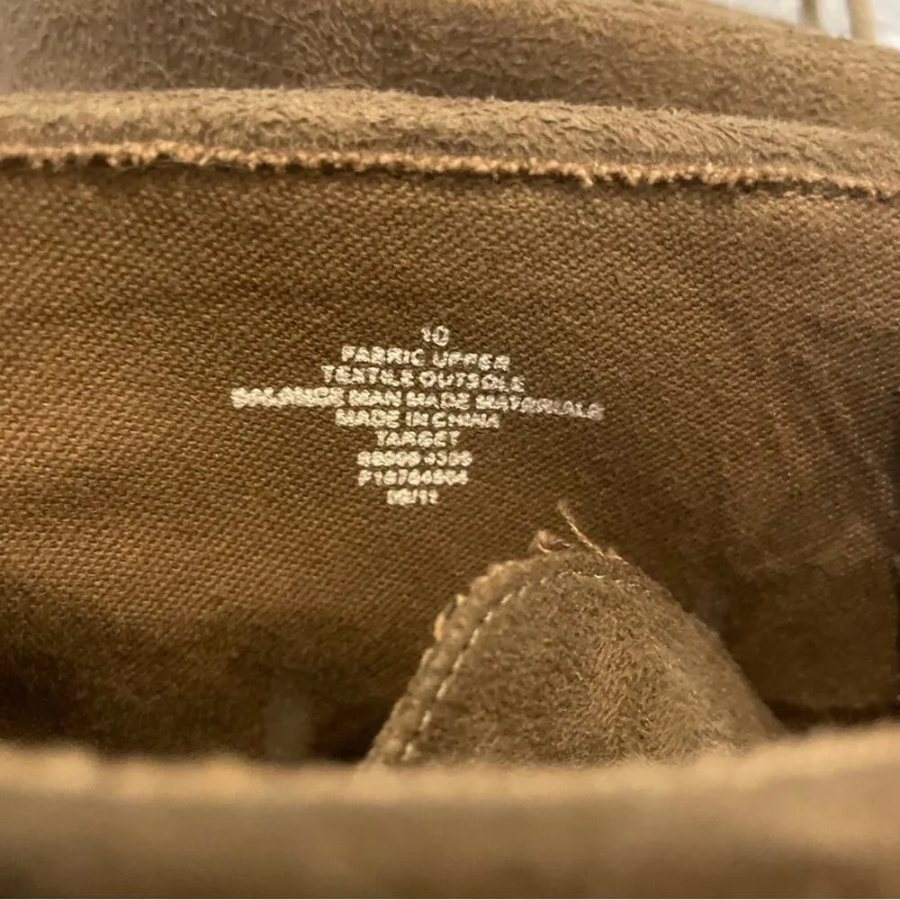 MOSSIMO SUPPLY CO Taupe Faux Suede Lace Up Booties Sz 10 Tan - Image 3