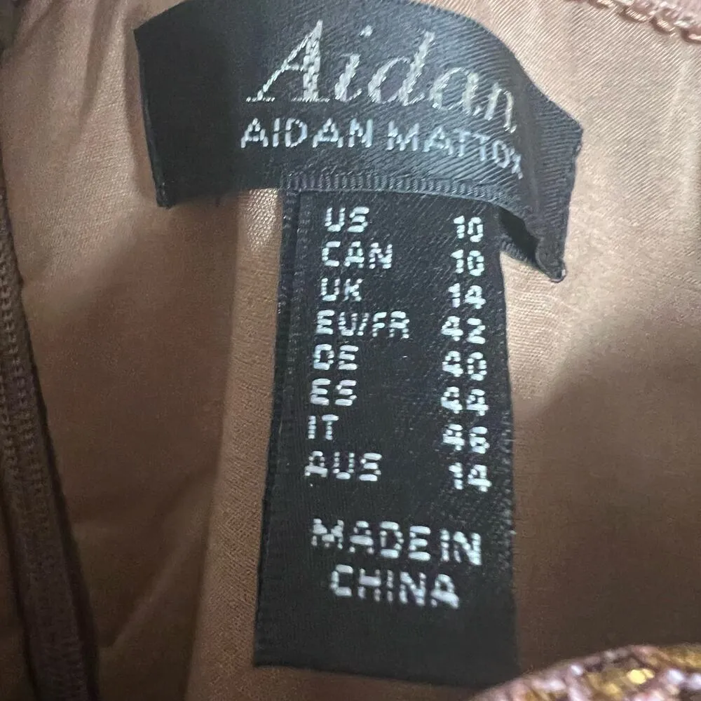 Aidan Mattox Metallic Copper Jacquard Dress Off The Shoulder Mini Size 10 - Image 11