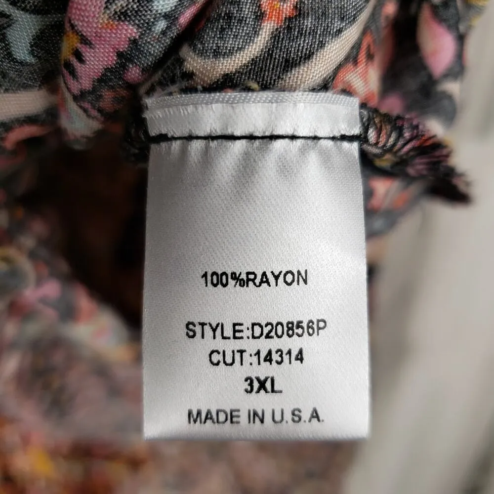 Oddi Multicolor Printed Scoop Neck Short Sleeve Maxi Dress Women's Size 3XL - Image 9