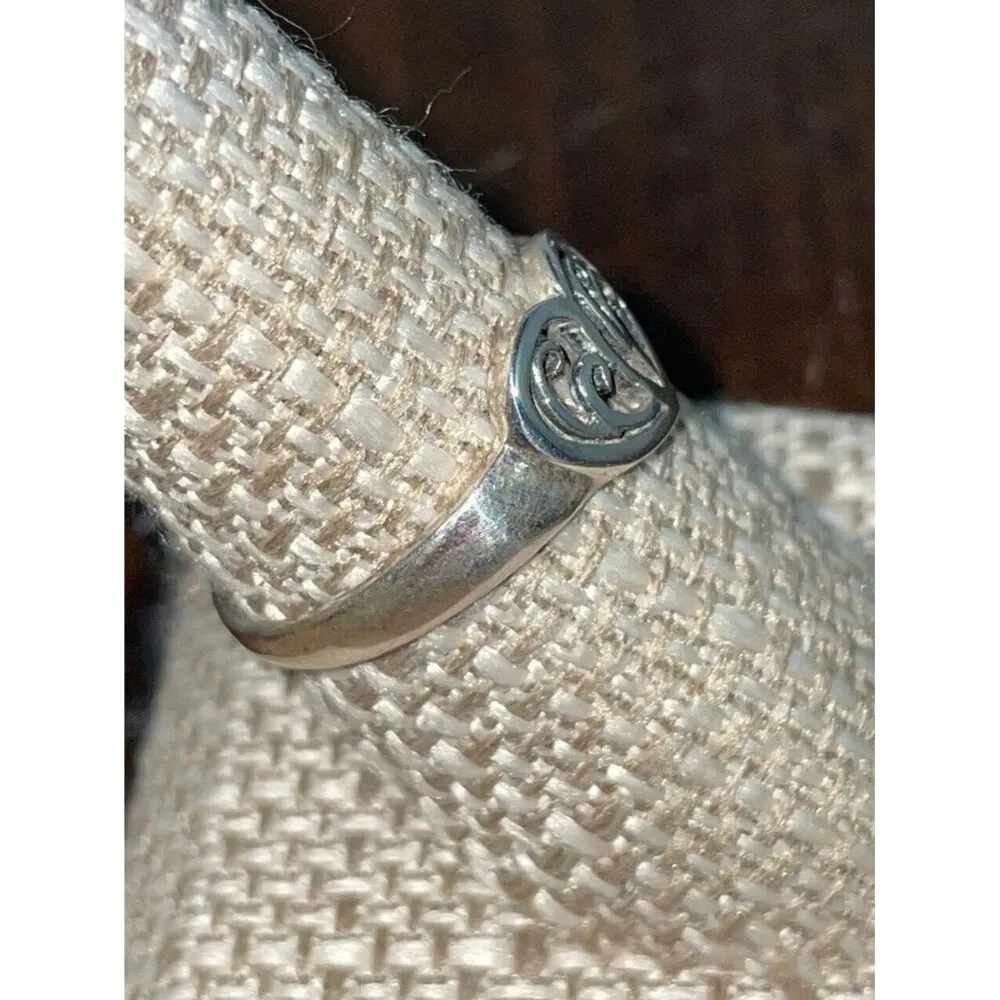 Sterling Silver Heart Love Filigree Ring Band 925‎ Size 9 - Image 2