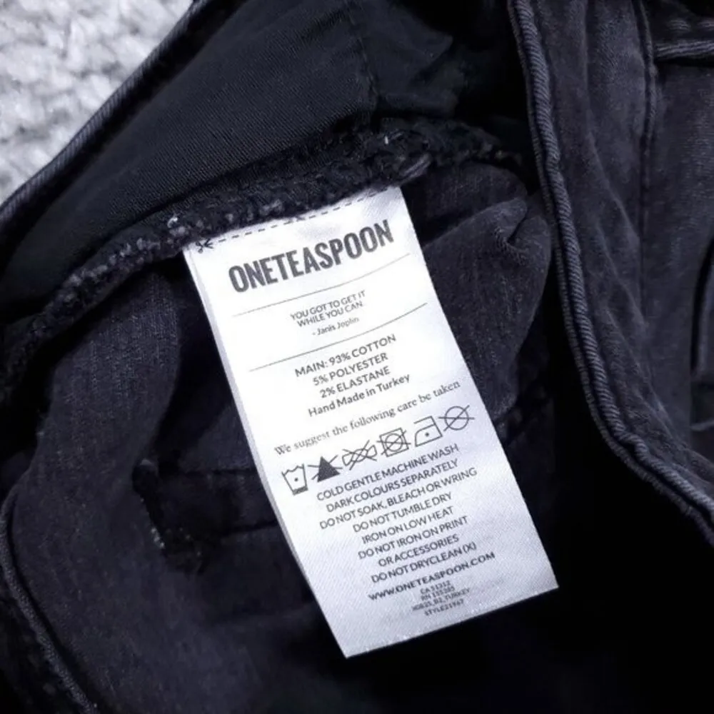 One Teaspoon 2020 Black Swan Denim Mini Skirt Size 25 NWT Raw Cutoff Hem Stretch - Image 7