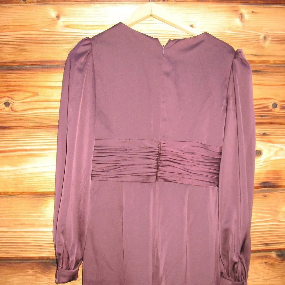 Mac Duggal 2647 Womens Plum Front Twist Puff Sleeve Jumpsuit Pants - Image 9