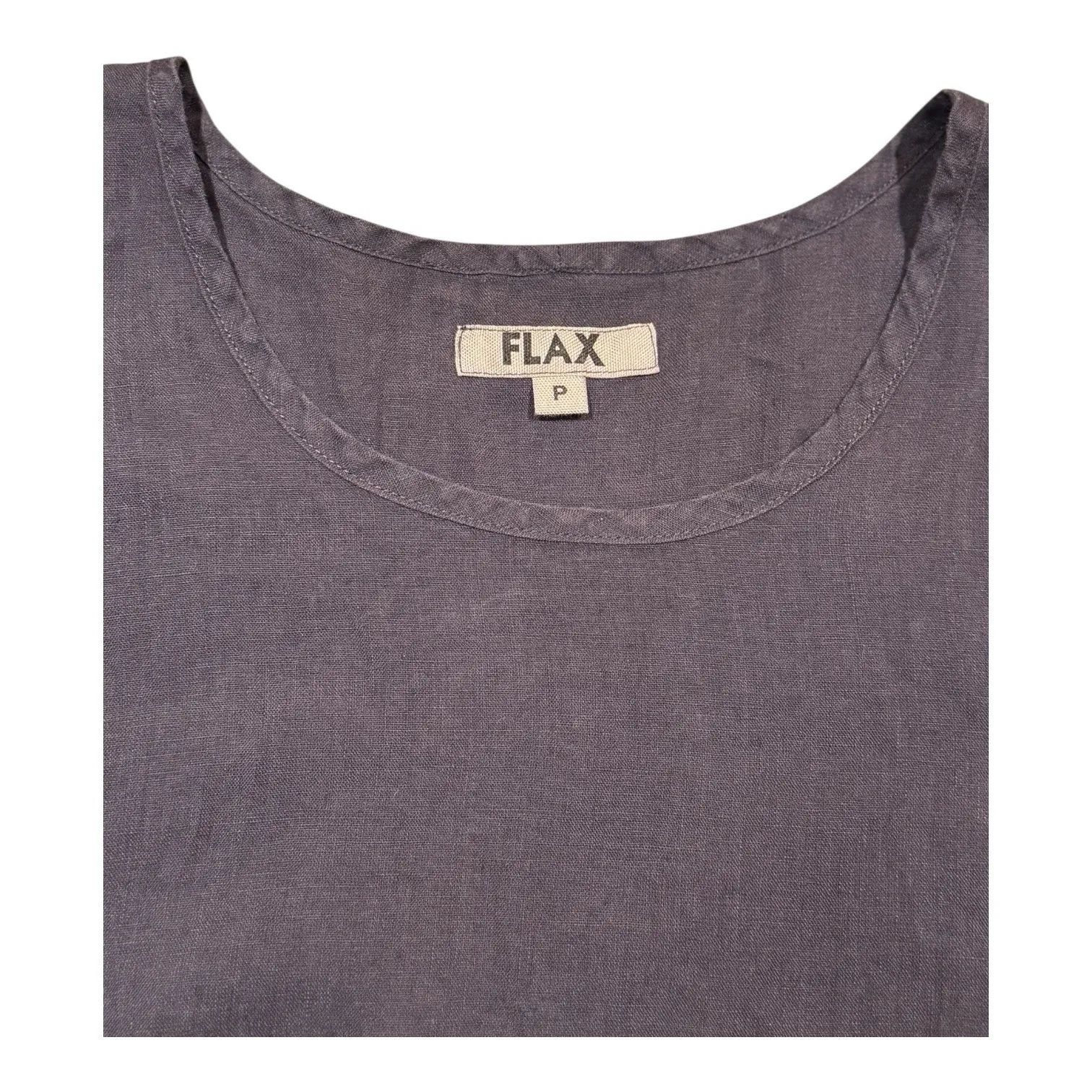 FLAX Linen Top Womens Gray Minimalist Lagenlook Coastal Sustainable Size P (2-4) - Image 2