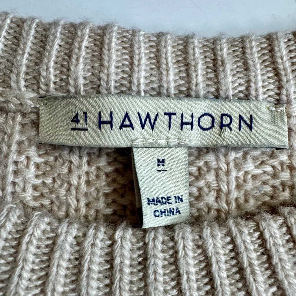 41 Hawthorn Poppi Textured Knit Popcorn Crewneck Sweater Oatmeal Size M Tan Size M - Image 8