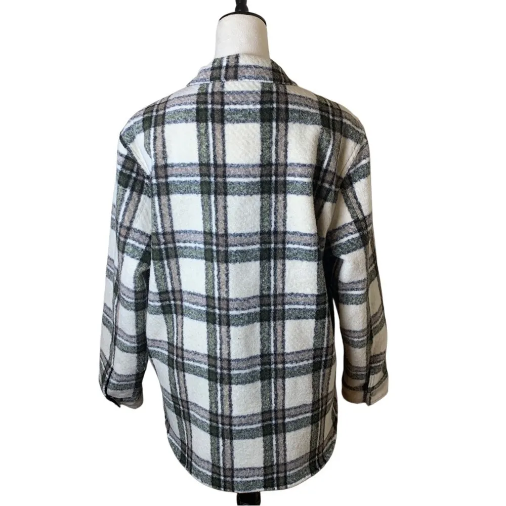 BLANKNYC Plaid Shacket Wool Blend Jacket Women's Large | Snap Button Overshirt - Image 5
