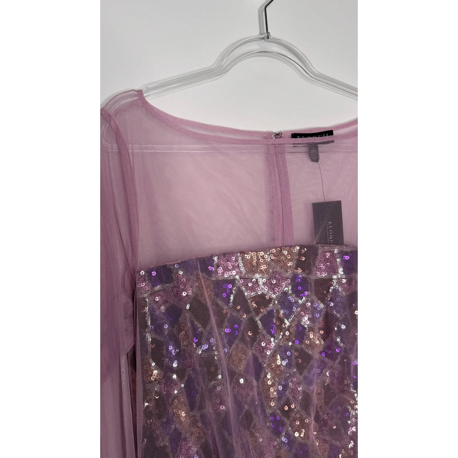 Eloquii 2010s Lavender Purple Sequin Mesh Overlay Cocktail Dress NWT Size 16 - Image 13