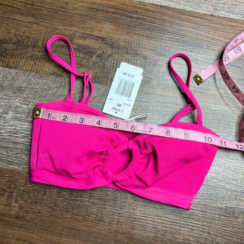L*Space Maya Ribbed Bikini Top Size XS O-Ring Cutout Pullover Hot Pink‎ NWT - Image 8