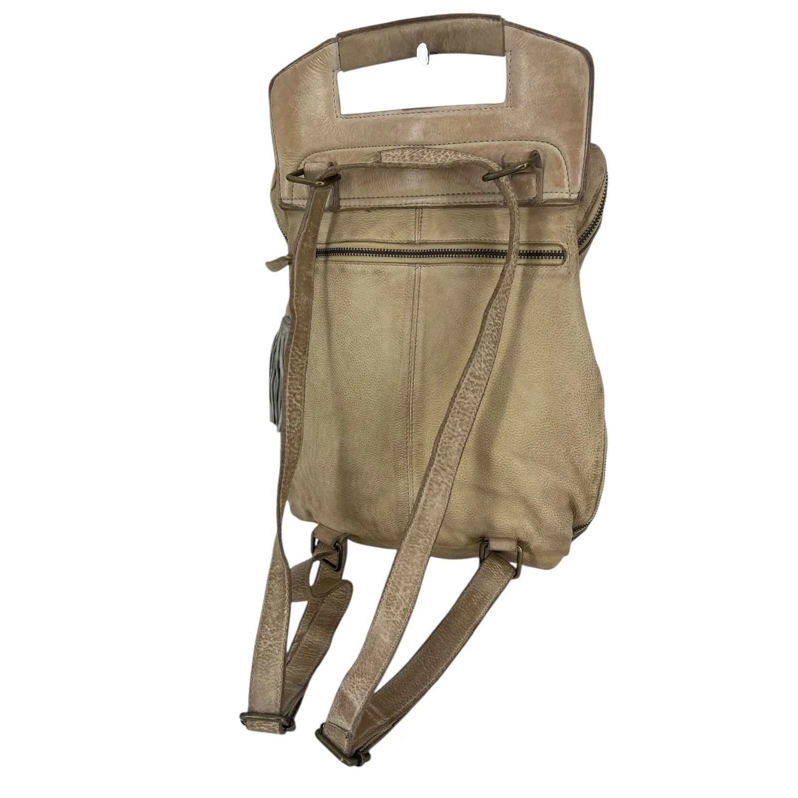 Studio Caleidoscope Gatti Leather Stud Embellished Backpack in Beige Brown - Image 9