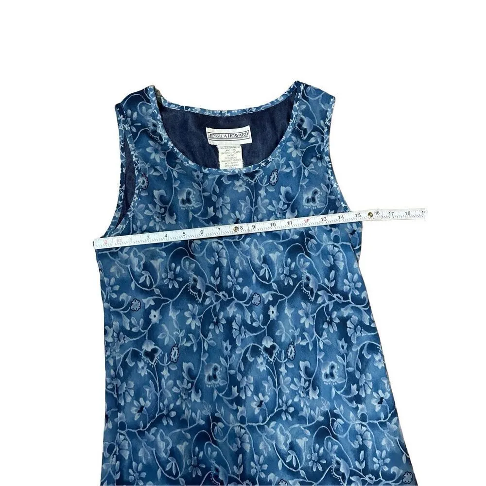 Jessica Howard womens vintage blue floral print sleeveless maxi dress sz 6 90s s - Image 5