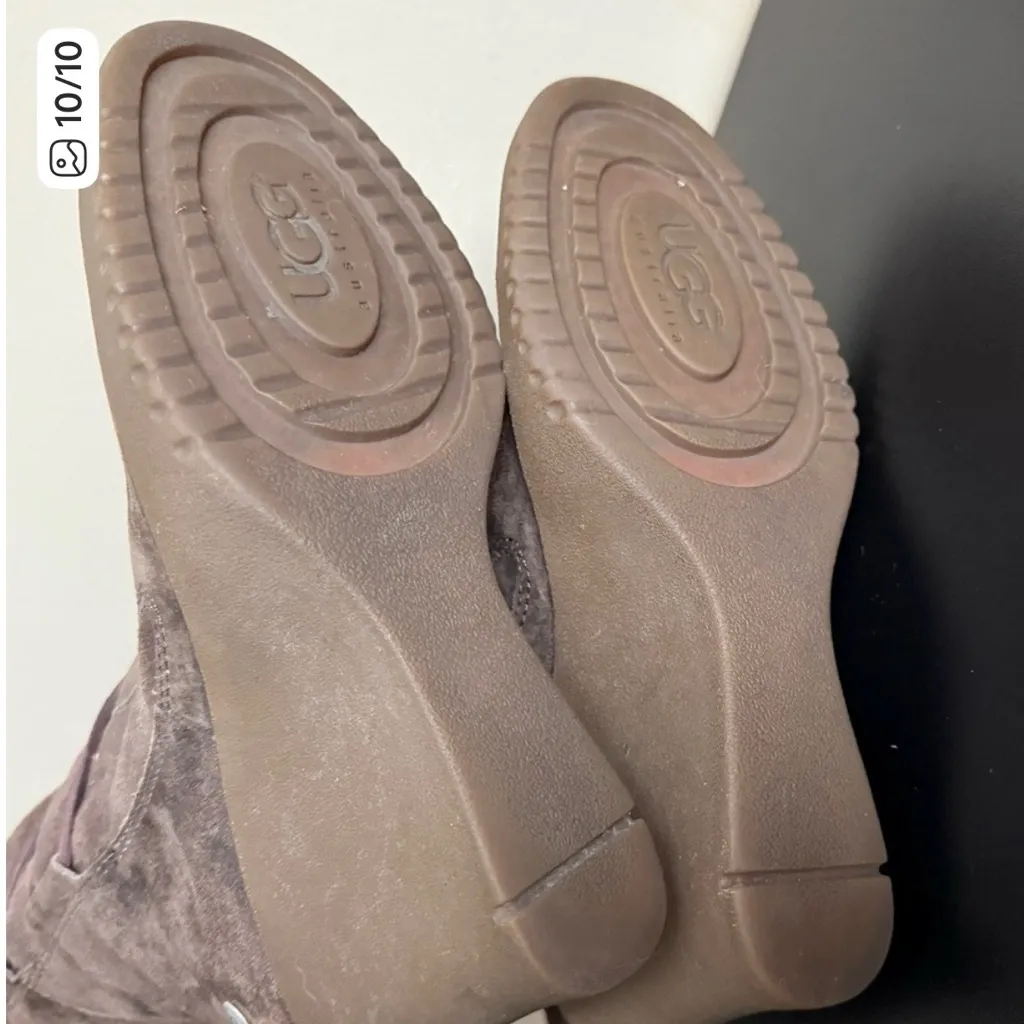 UGG  Elsey Chocolate Suede Wedge Boot - Image 10