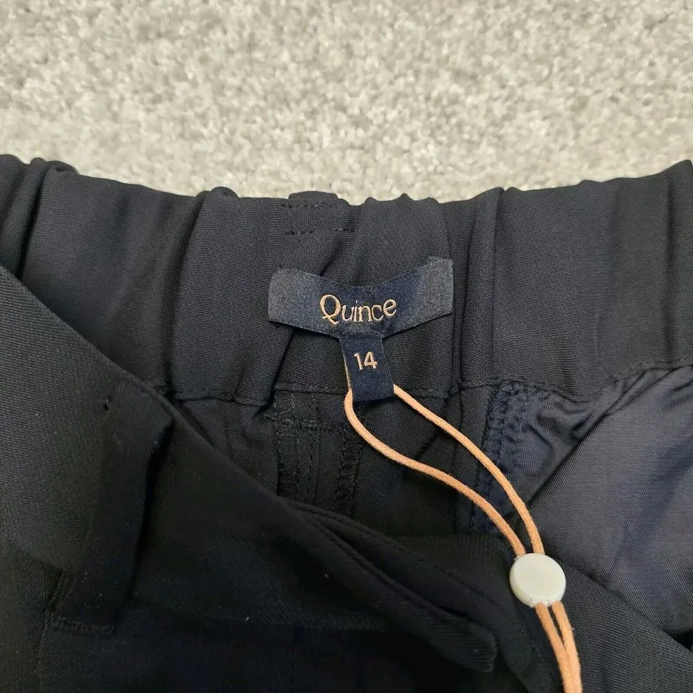 Quince Stretch Crepe Pleated Wide Leg Pants in Black sz 14 Women's NWT - Image 10