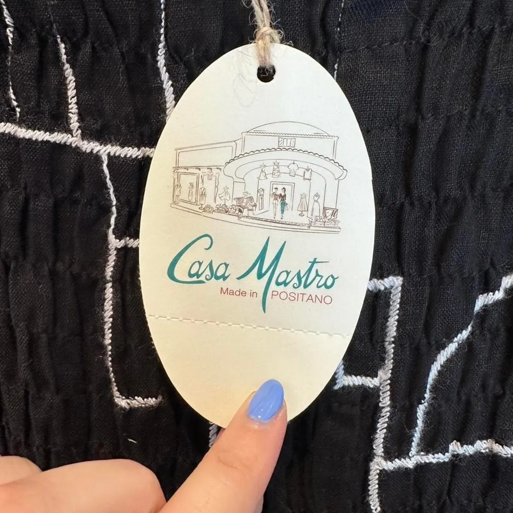 NWT Casa Mastro Black White Strapless Jumpsuit Sz Medium‎ Linen Italy Positano - Image 7