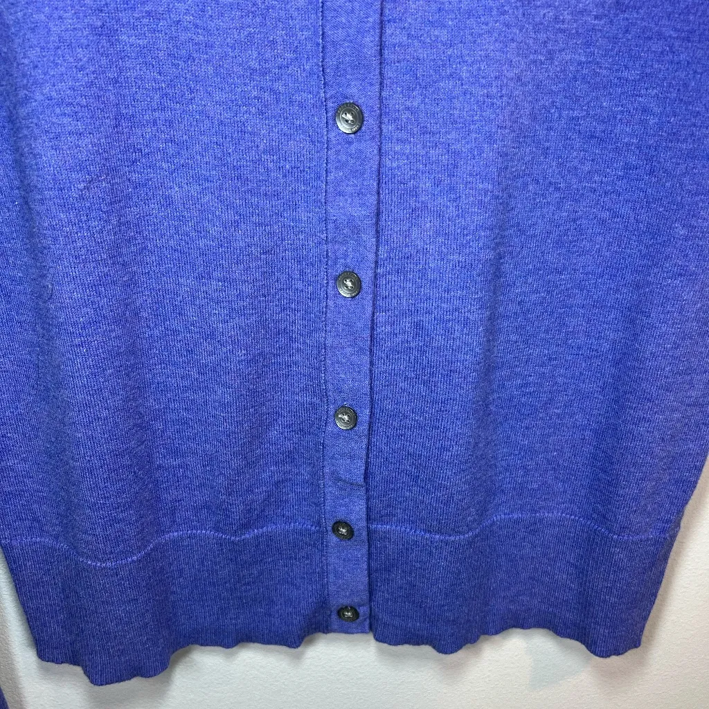Eddie Bauer Womens Button Front Cardigan Sweater Blue Purple Round Neck Sz Large - Image 6