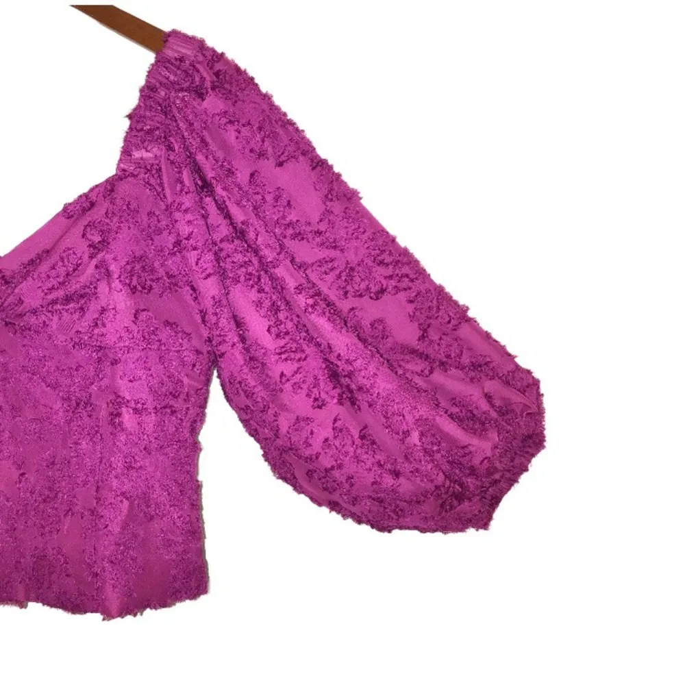 Anthropologie Hutch Raspberry Kenna Medley 3/4 Puff Sleeve Corset Crop Top NWT - Image 5