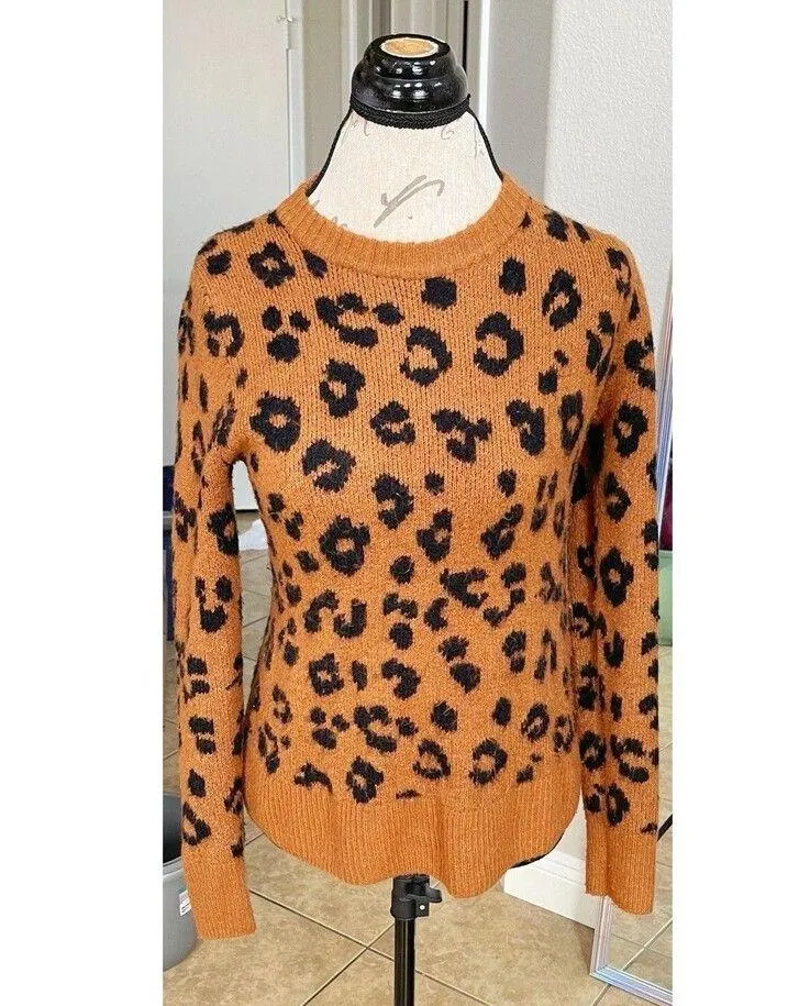 Old Navy Womens Sweater Sz Small Long Sleeve Animal Cheetah Safari Neutral Boho - Image 6