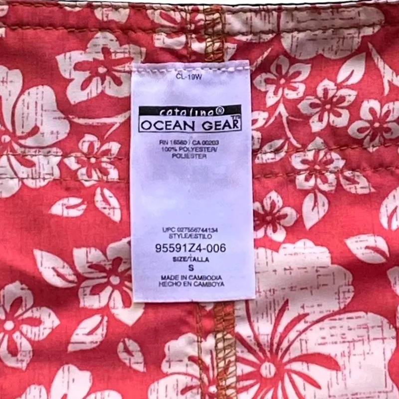 CATALINA Ocean Gear Red White Floral Cute Mini Swimsuit Swim Board Skirt ~ SMALL - Image 7