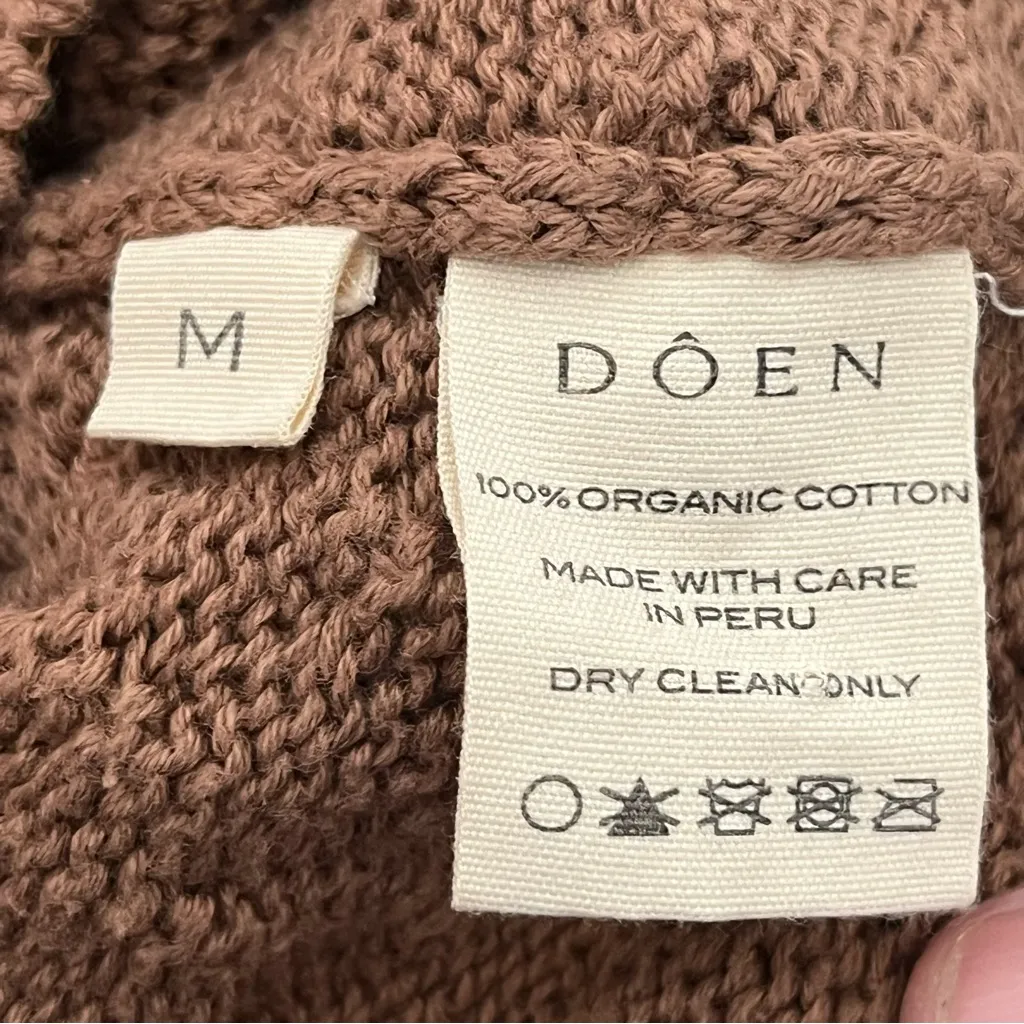 Doen Lulu Sweater Women’s Medium Brown Pom Pom Knit Organic Cotton Cottagecore - Image 10