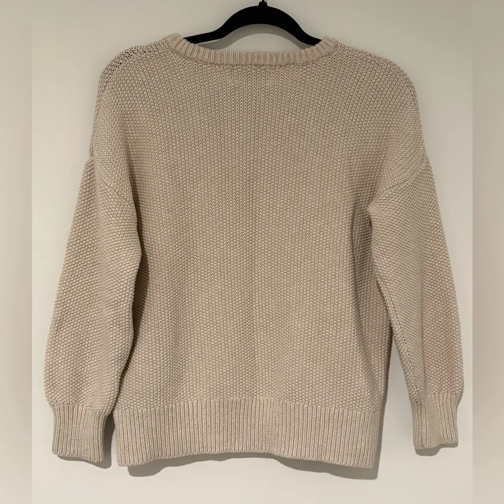 Old Navy Women’s Tunic Sweater Oatmeal Cotton Crewneck Knit Cozy Casual Small - Image 2