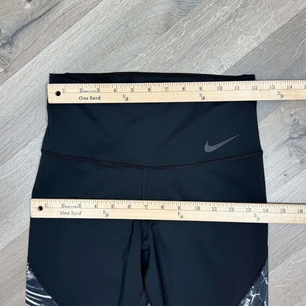 Nike  Power Gym Flutter Feathers Print Leggings Black Grey Womens Small - Image 11