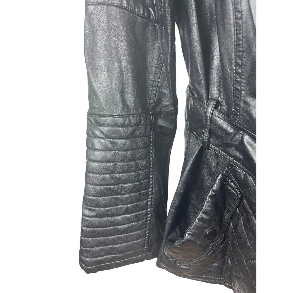 Joe Boxer Black Faux Leather Moto Biker Classic 3x Jacket - Image 4