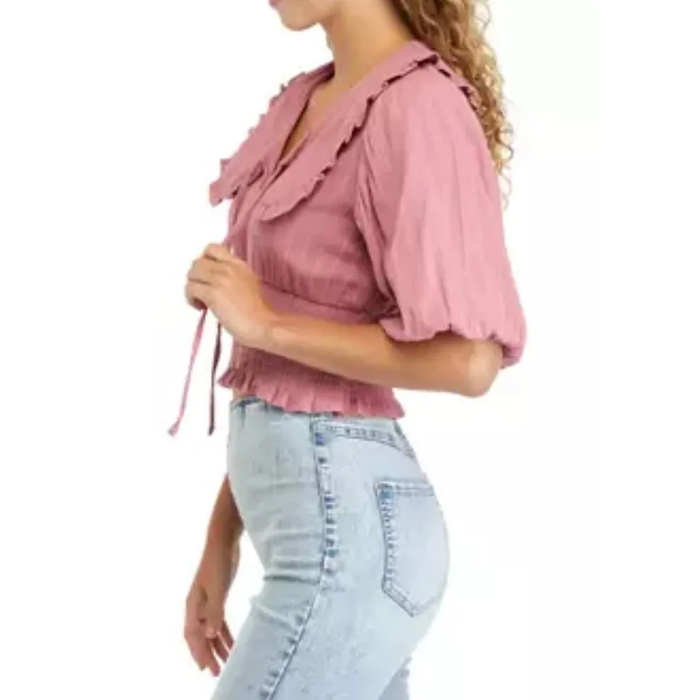 Vanilla‎ Star Puff Sleeve Portrait Collar Top Pink Size XL - Image 3