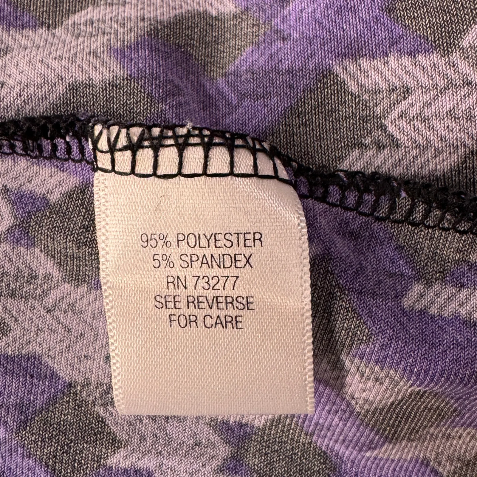 Dana Buchman Large Top Herringbone Stretch 3/4 Sleeve V-Neck Hi-Low Hem Purple - Image 9