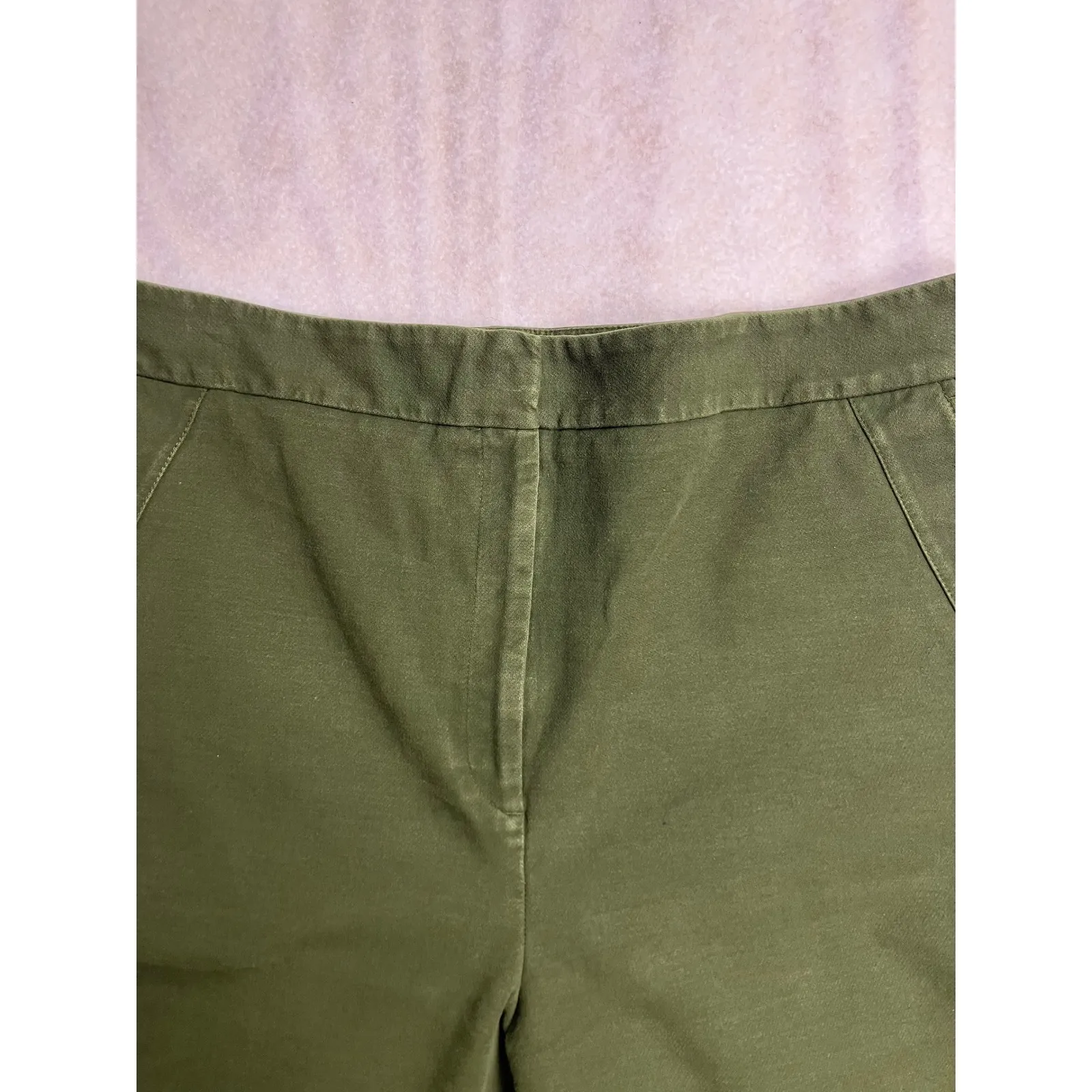 ANN TAYLOR FACTORY Women Olive Green Cropped‎ Pants Size 16 - Image 3