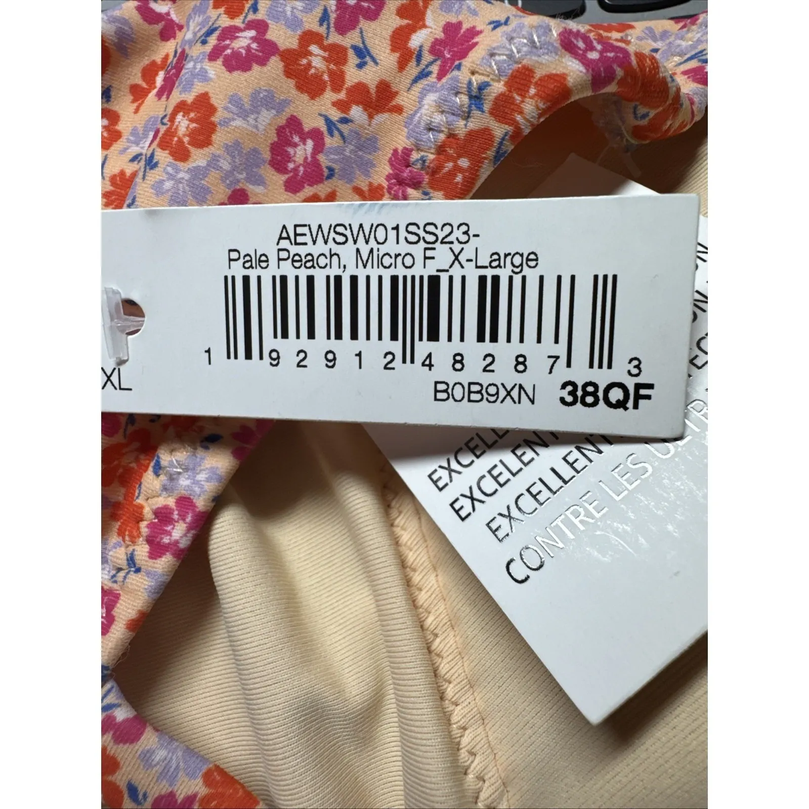 Amazon Essentials Size XL One Piece Swimsuit Orange and Pink Floral on a Peach - Image 6