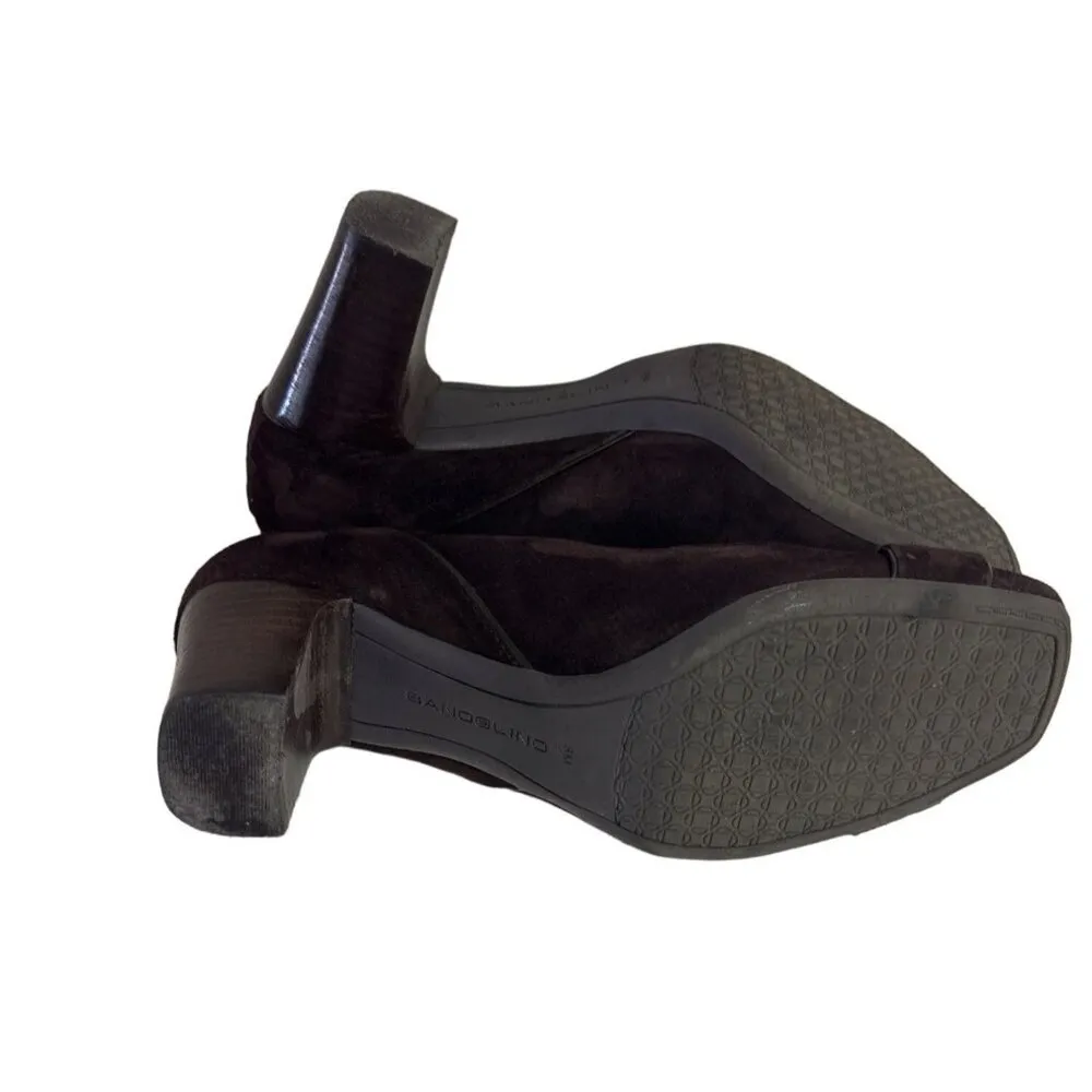 Women's Brown Suede Stack Heel Pumps With Buckle Detail Sz 8 - Image 4