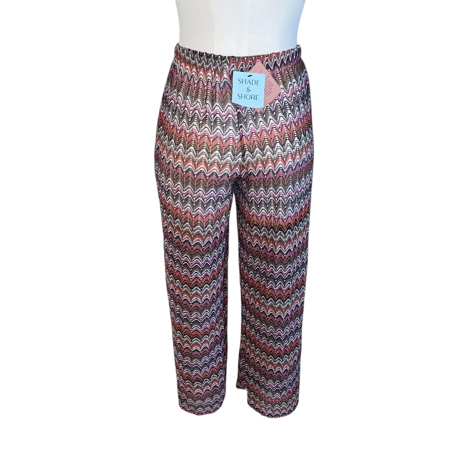 Shade & Shore Crochet Knit Wide Leg Pants Small Boho Beach Resort NWT - Image 3