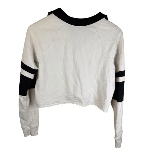 Splits59 Womens Tiger French Terry Rugby Sweater‎ Size XS Cropped White Black - Image 7