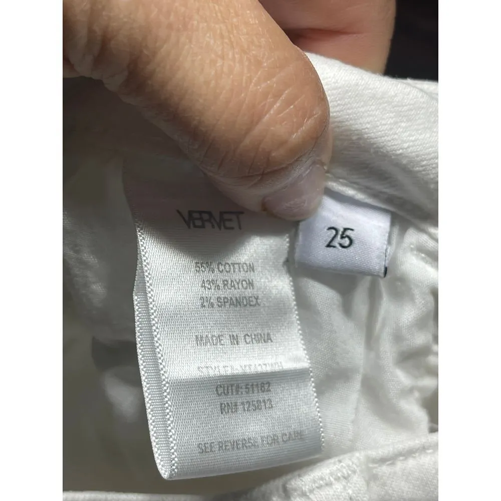 Vervet White Distressed Jeans Frayed Hem Casual‎ Denim Pants Size 25 T-3 - Image 3