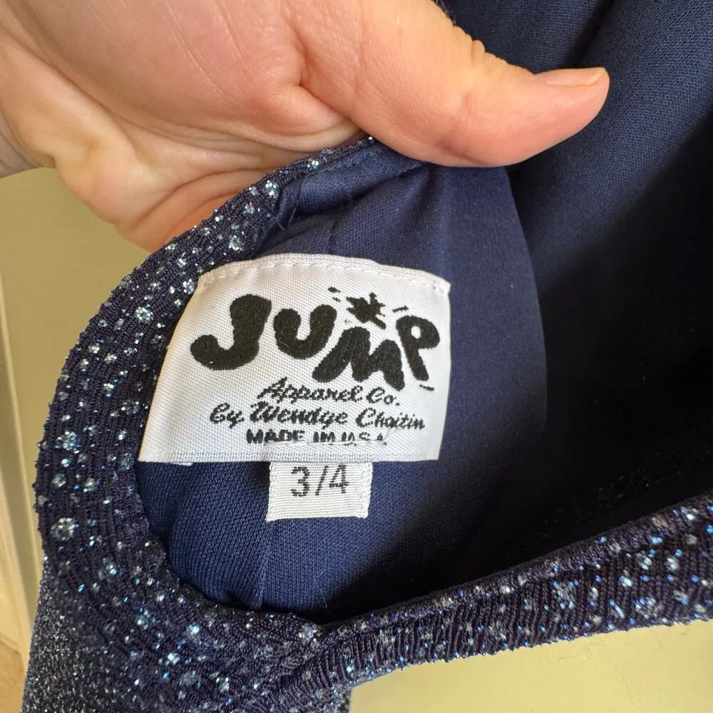 VTG JUMP Blue Ombre Sparkle Maxi Gown Open Back Prom Side Slit Y2K 90s Sz 3/4 - Image 6