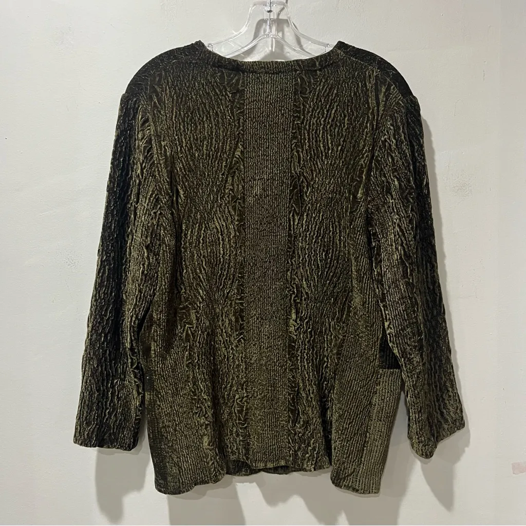 Tally Ho jacket Dark Green V Neck Size XL Soft Buttons - Image 7