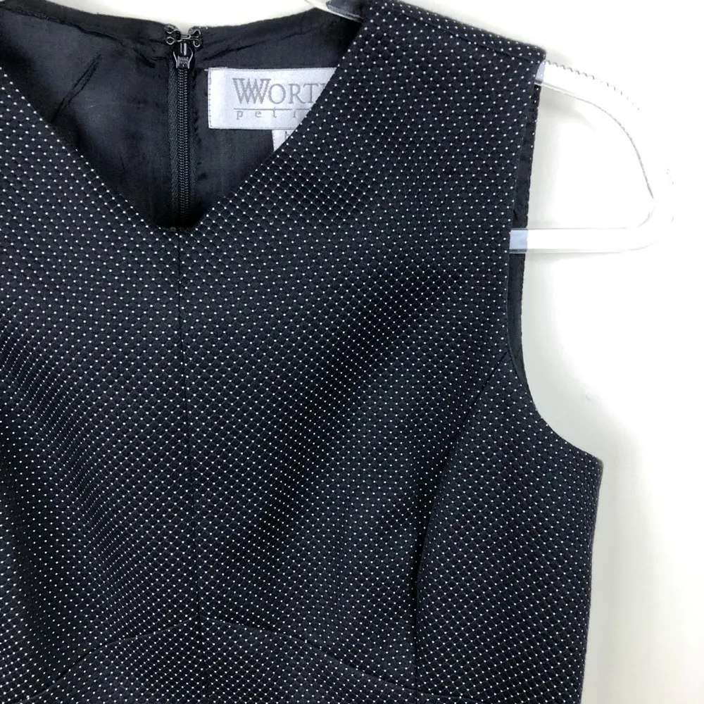 Worth Navy Blue Career Dress Swiss Dot High V - Image 2