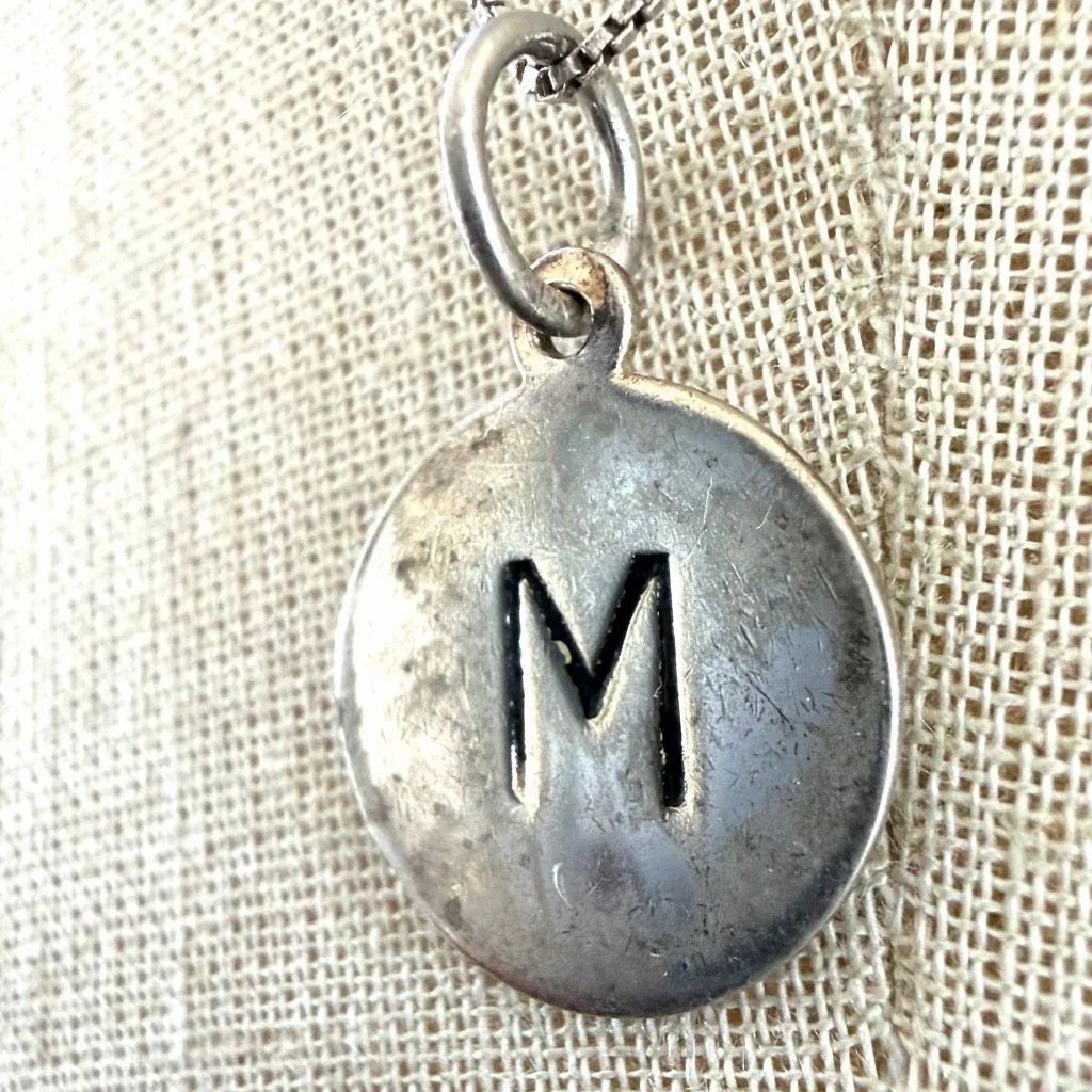 Sterling Silver “M” Initial Pendant Necklace - Image 3