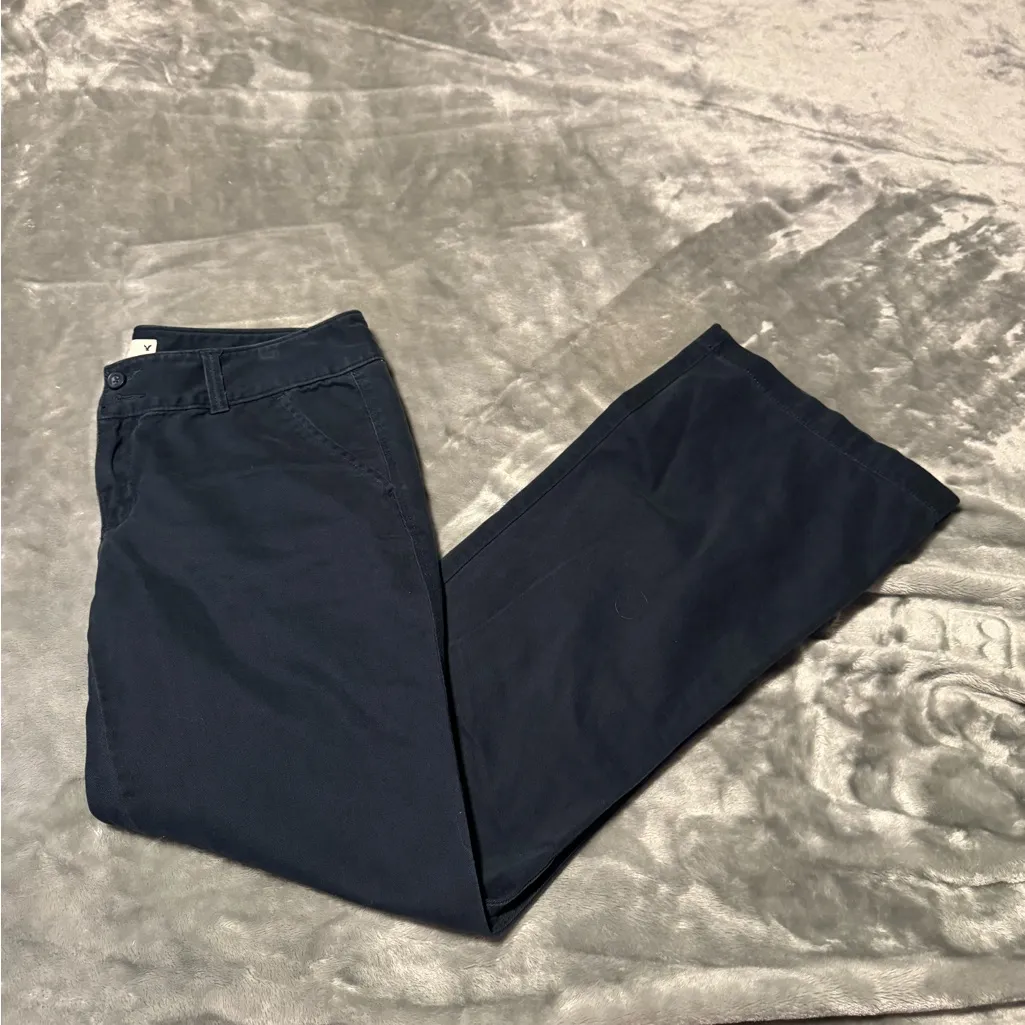 Vintage American Eagle Outfitters Women's Navy Boot Cut Pants - Image 2