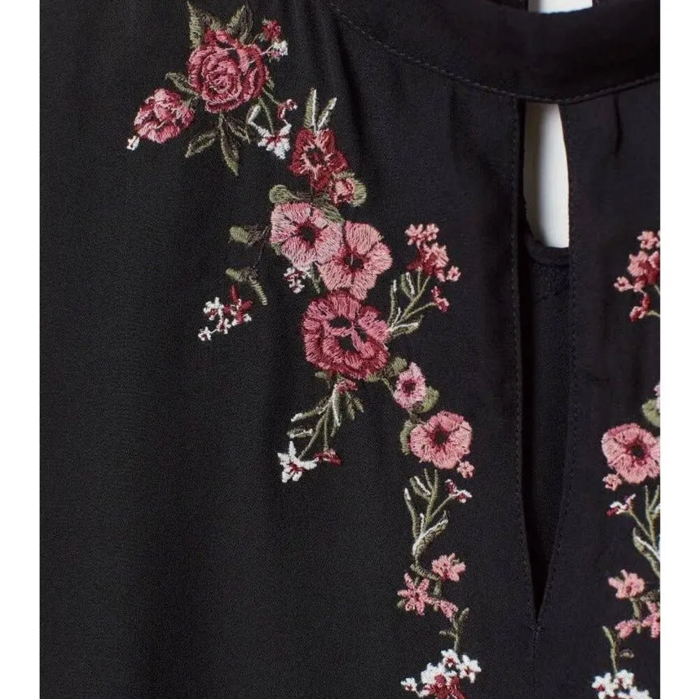 H&M Chiffon Dress With Floral Embroidery Boho NWT - 8 - Image 3