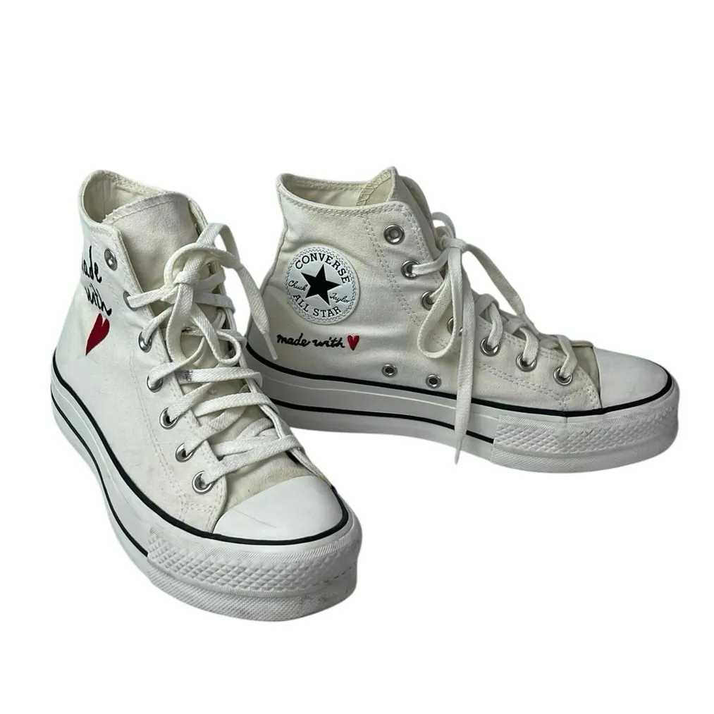 Converse Chuck Taylor All Star Made With Love White Lace Up Sneakers Shoes Sz 7 - Image 5