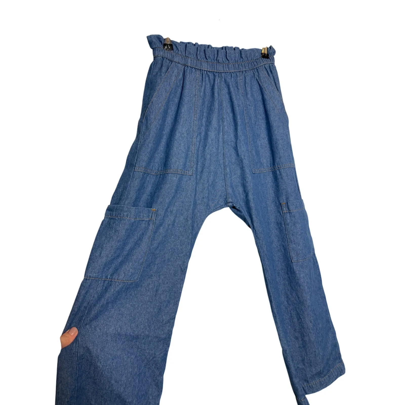 NSF Shailey Paperbag Waist Chambray Pants Women’s Size XS Blue - Image 5