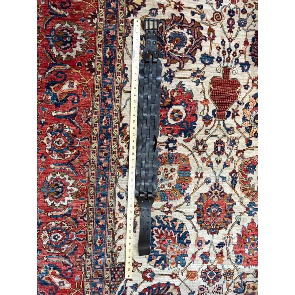 Womens Club Monaco Wide Chunky Woven Brown Leather Belt Designer Size Small - Image 2