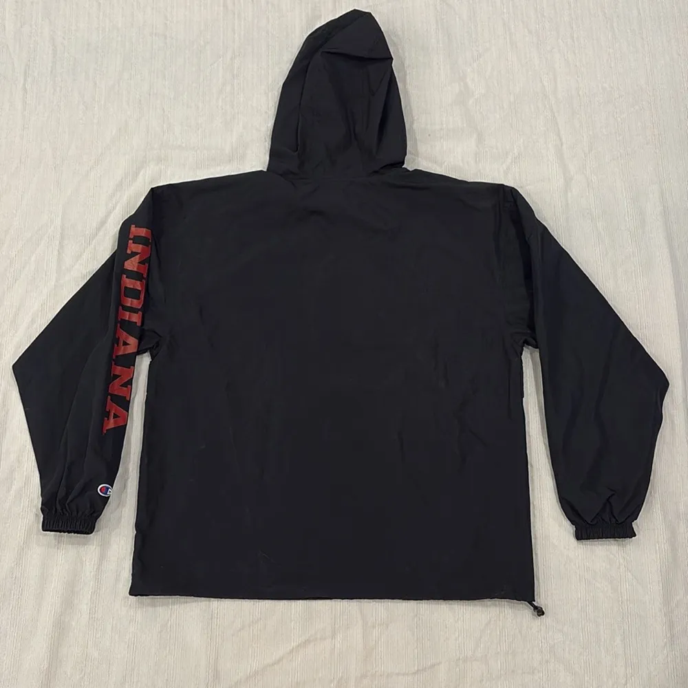 IU Indiana University Quarter Zip Pullover Windbreaker Jacket Black Size L - Image 2