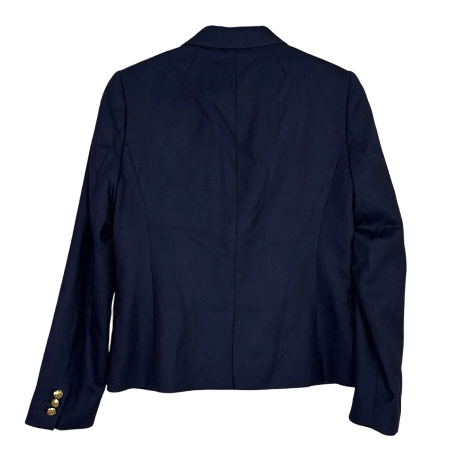 J. Crew Wool Blend Schoolboy Long Sleeve Gold Buttons Blazer Lined 4 Navy Blue - Image 15