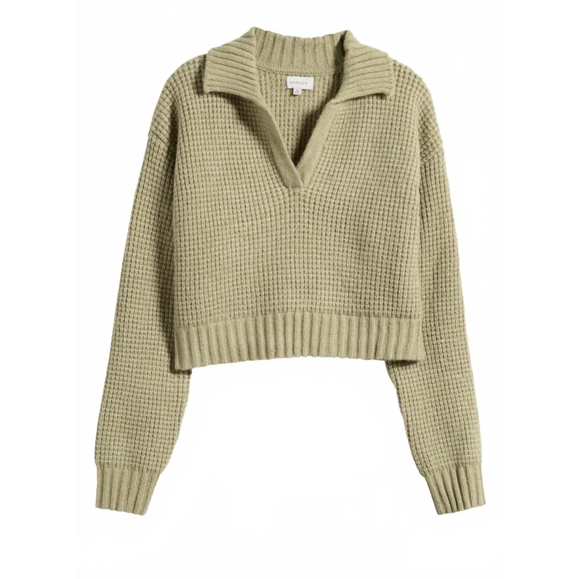 PacSun LA Hearts Gabriela Waffle Knit Collared Sweater Green NWT XL - Image 2